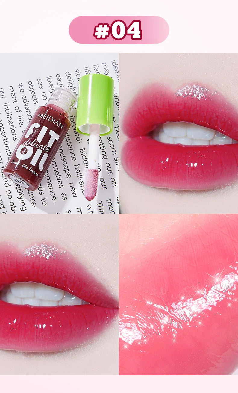 6-pack moisturizing and brightening lip oil set, berry color, waterproof and sweat proof, ideal Christmas gift for girls