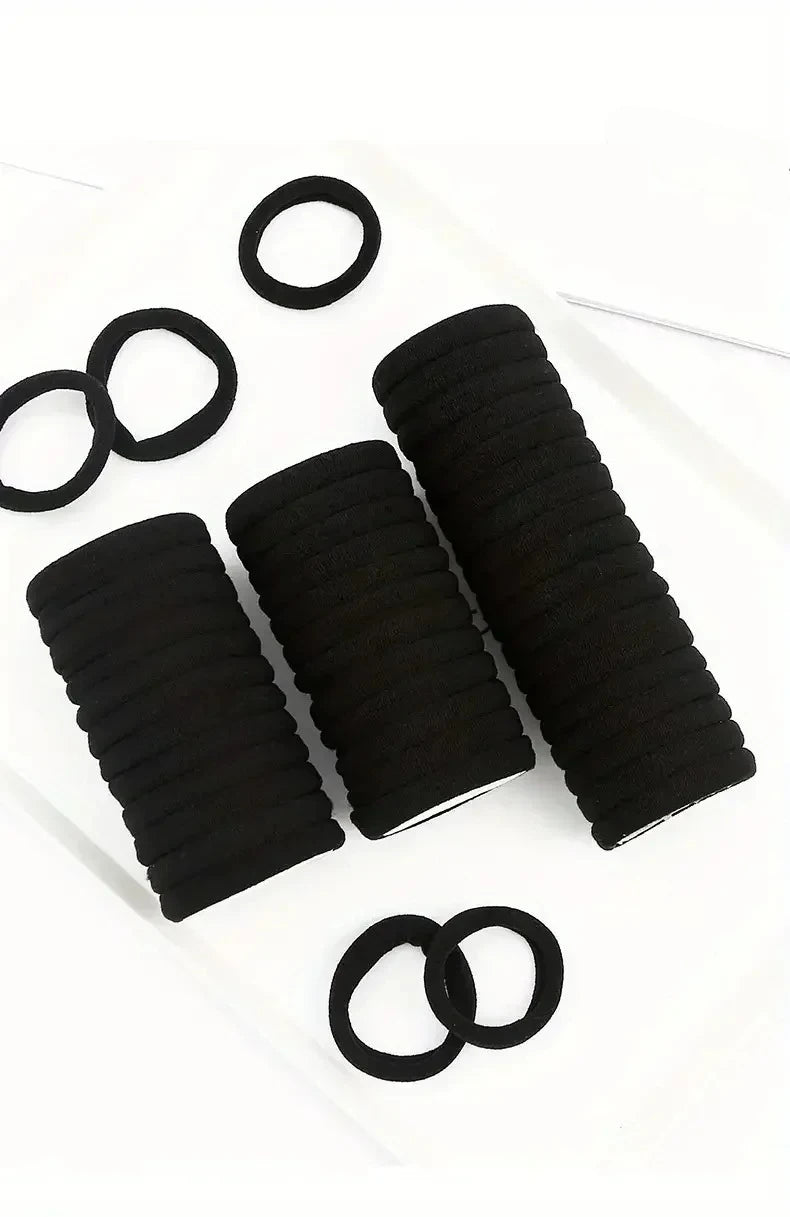Black Hair Ties Multipack – High-Elastic Nylon Ponytail Holders