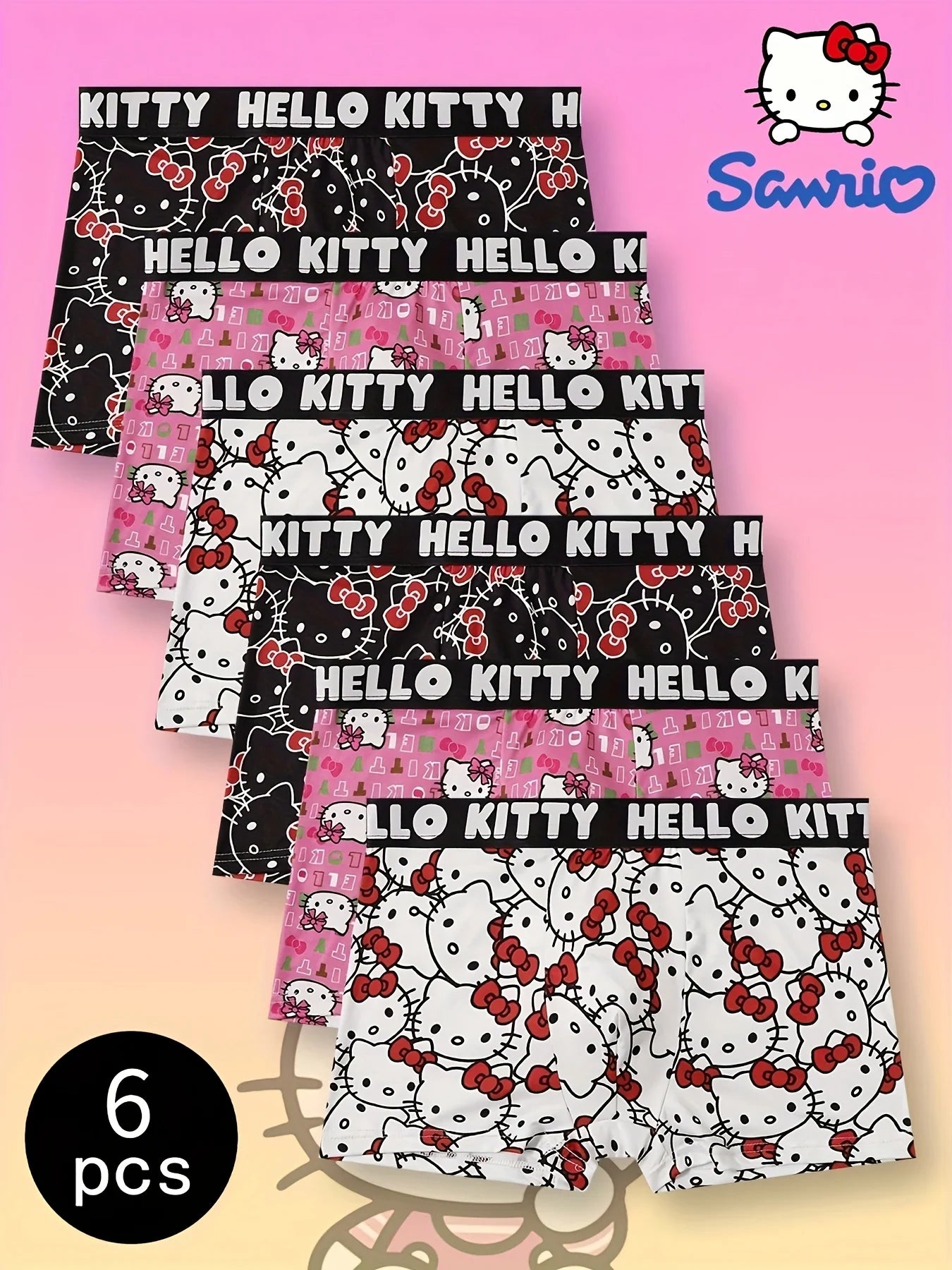 6-Pack Cute Cartoon Print Sports Boxer Briefs – Plus Size Breathable Unisex Underwear