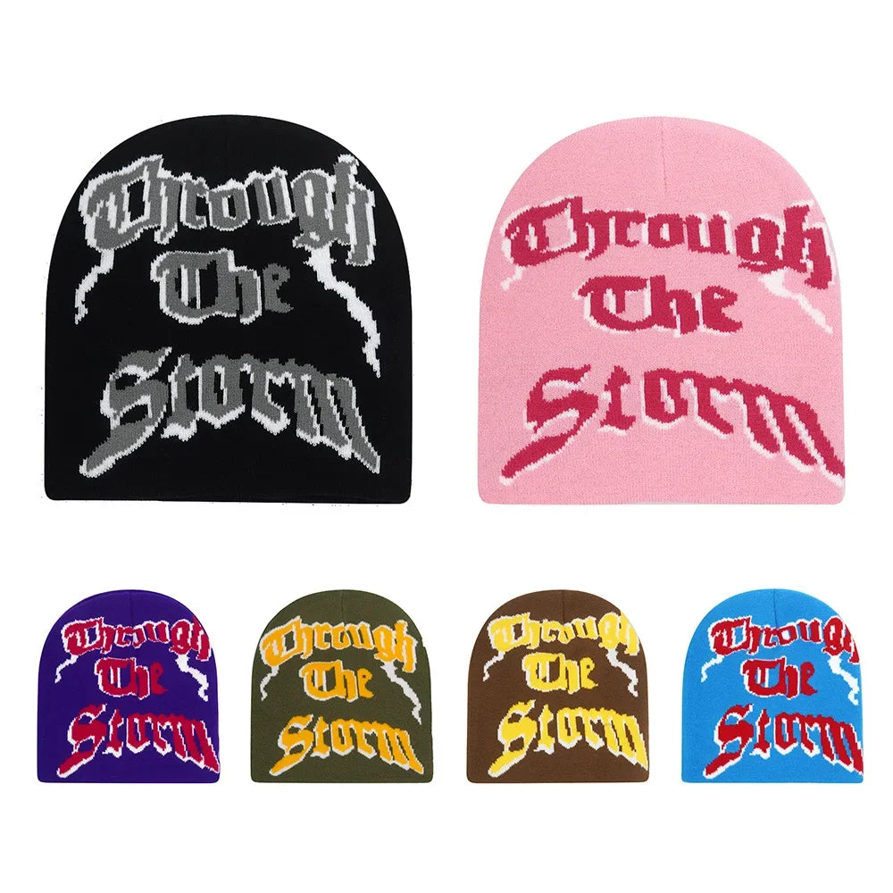 Y2K Letter Knitted Winter Autumn Beanie Cap Men Women Kanye Beanies Gorras Hombre Top Warm Skiing Hat Ear Hats Hip Hop Skullcap
