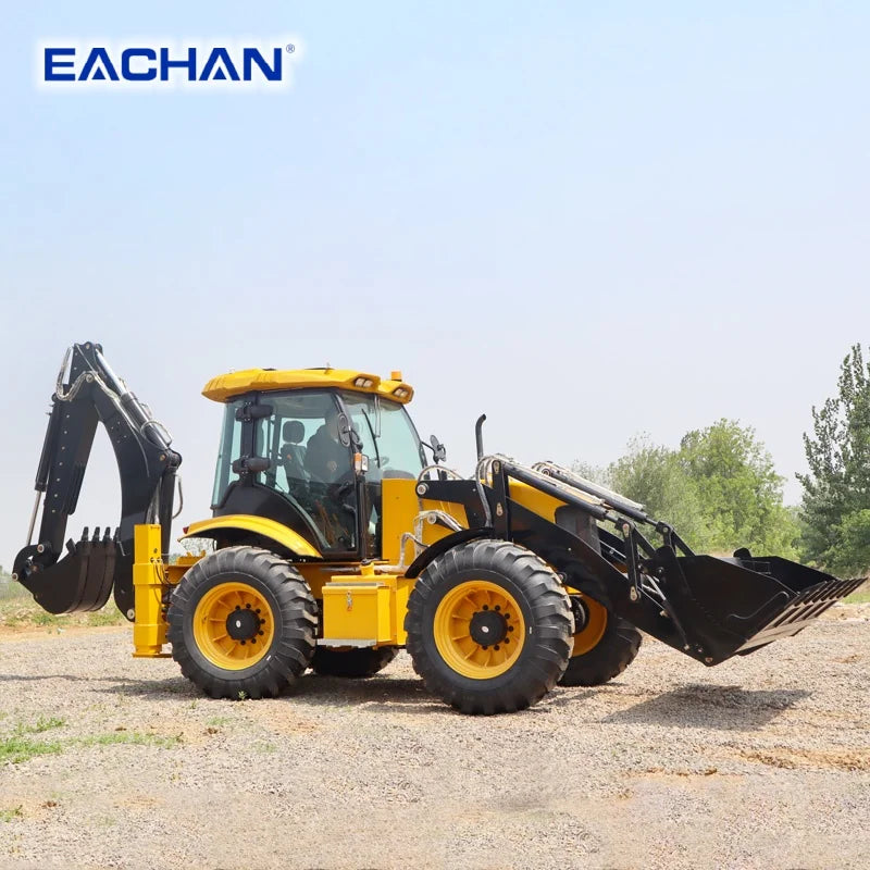 Free Shipping 4WD Hydraulic Backhoe Loader Earth-moving Machinery Backhoe Loader Farm Wheel Loader Excavator Shovel Customized