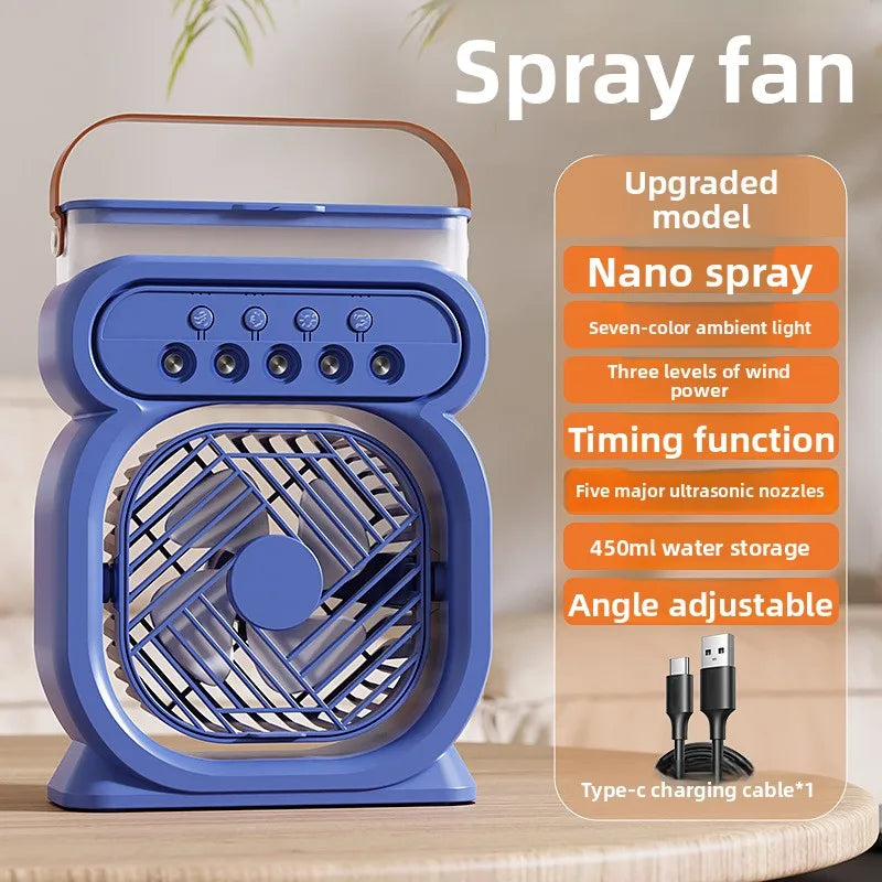 2025 USB Spray Fan Desktop Night Light Humidifier Outdoor Office Water Replenishment and Spray Fan in One Fan all the year round